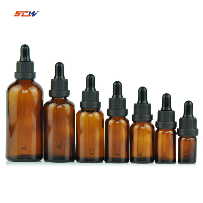 Hot sale 5ml 10ml 15ml 20ml 30ml 50ml 100ml amber essential oil glass bottle