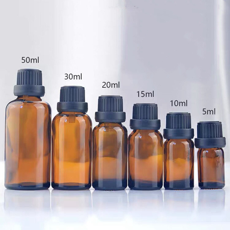 Hot sale 5ml 10ml 15ml 20ml 30ml 50ml 100ml amber essential oil glass bottle