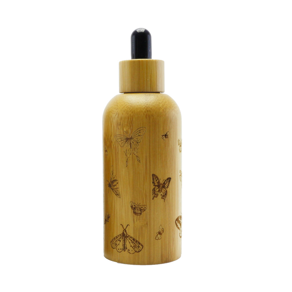 Hot sale 5ml 10ml 15ml 20ml 30ml 50ml 100ml essential oil glass bottle with bamboo dropper cap  BP-343K