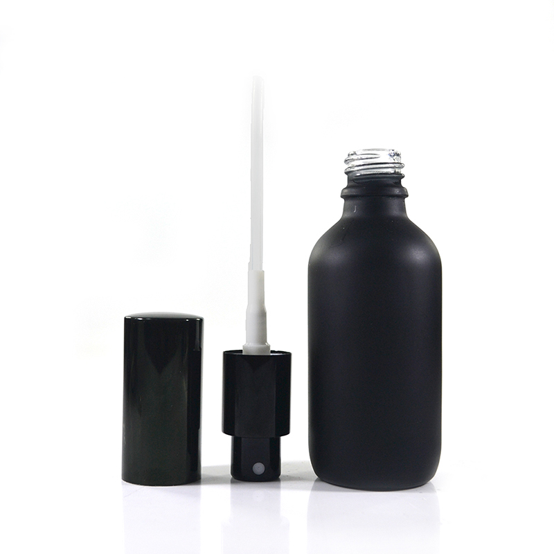 Hot sale 5ml 10ml 15ml 20ml 30ml 50ml 60ml 100ml matte black perfume glass spray bottle with aluminum pump sprayer