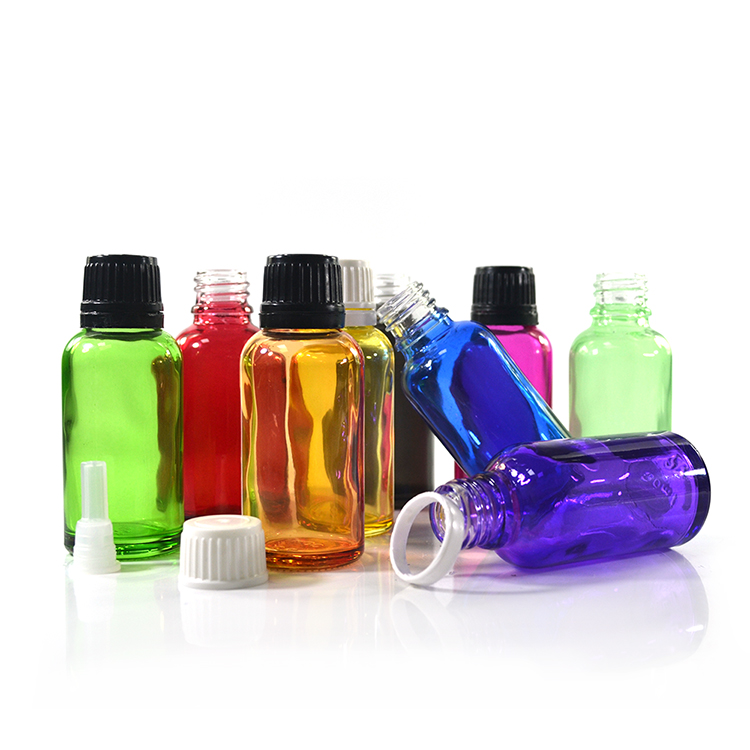 Hot sale 5ml 10ml 15ml 30ml 50ml 60ml 100ml painting clear black essential oil glass dropper bottle with bamboo cap