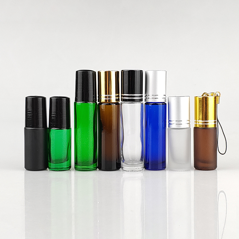Hot sale 5ml 10ml bamboo cap roller bottle for essential oil matte frosted glass roller bottle