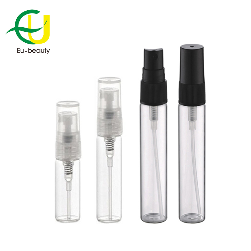 Hot sale 5ml 15ml Black Plastic Fine Mist Sprayer Clear Bottle Spray 25ml Perfume Test Bottles Perfum Glass Bottl/