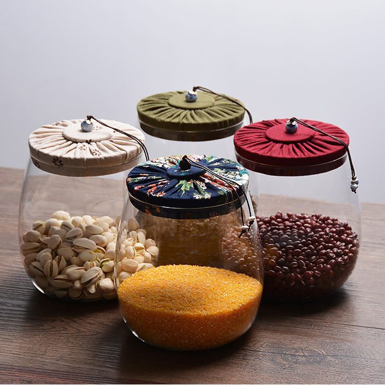Hot sale 600ml oval glass canister with lid transparent glass tea canister