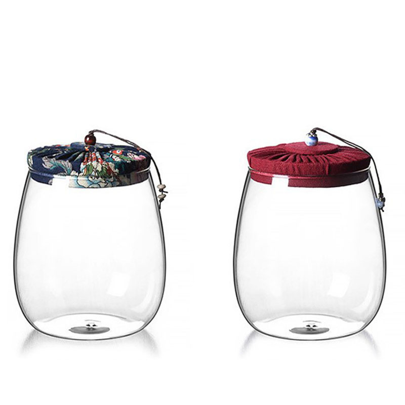 Hot sale 600ml oval glass canister with lid transparent glass tea canister