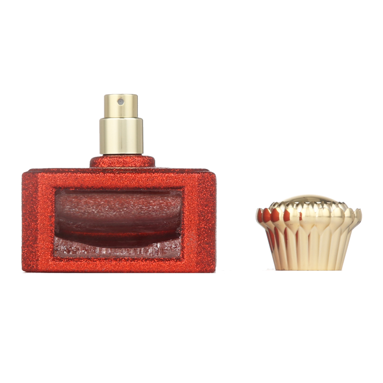 Hot sale 70ml Square Red Spray Glass Bottle of Perfume