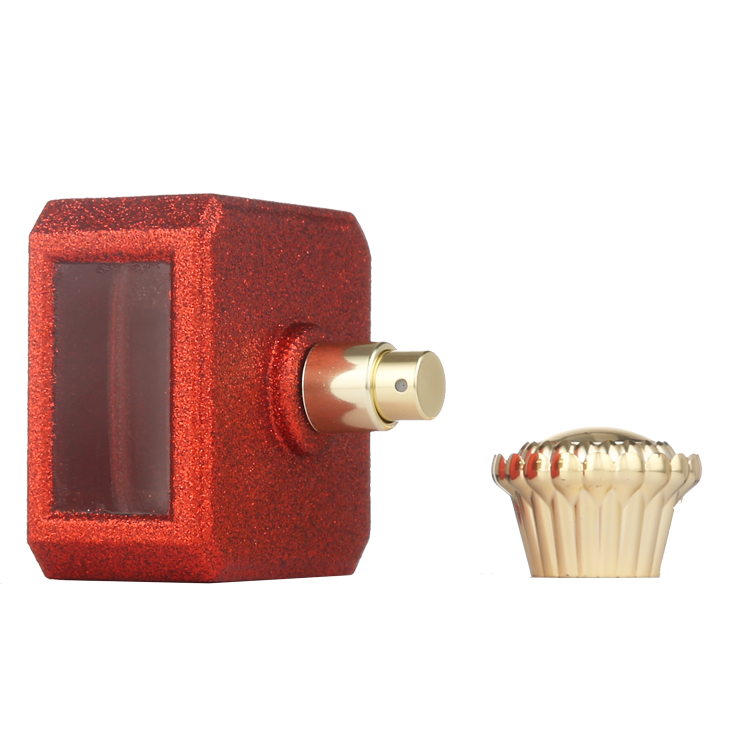 Hot sale 70ml Square Red Spray Glass Bottle of Perfume