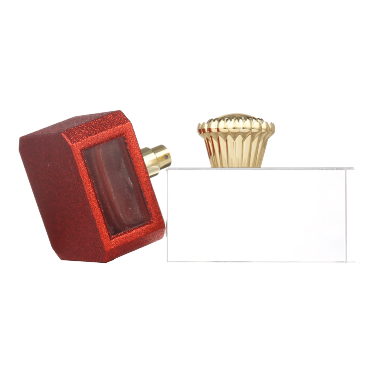 Hot sale 70ml Square Red Spray Glass Bottle of Perfume