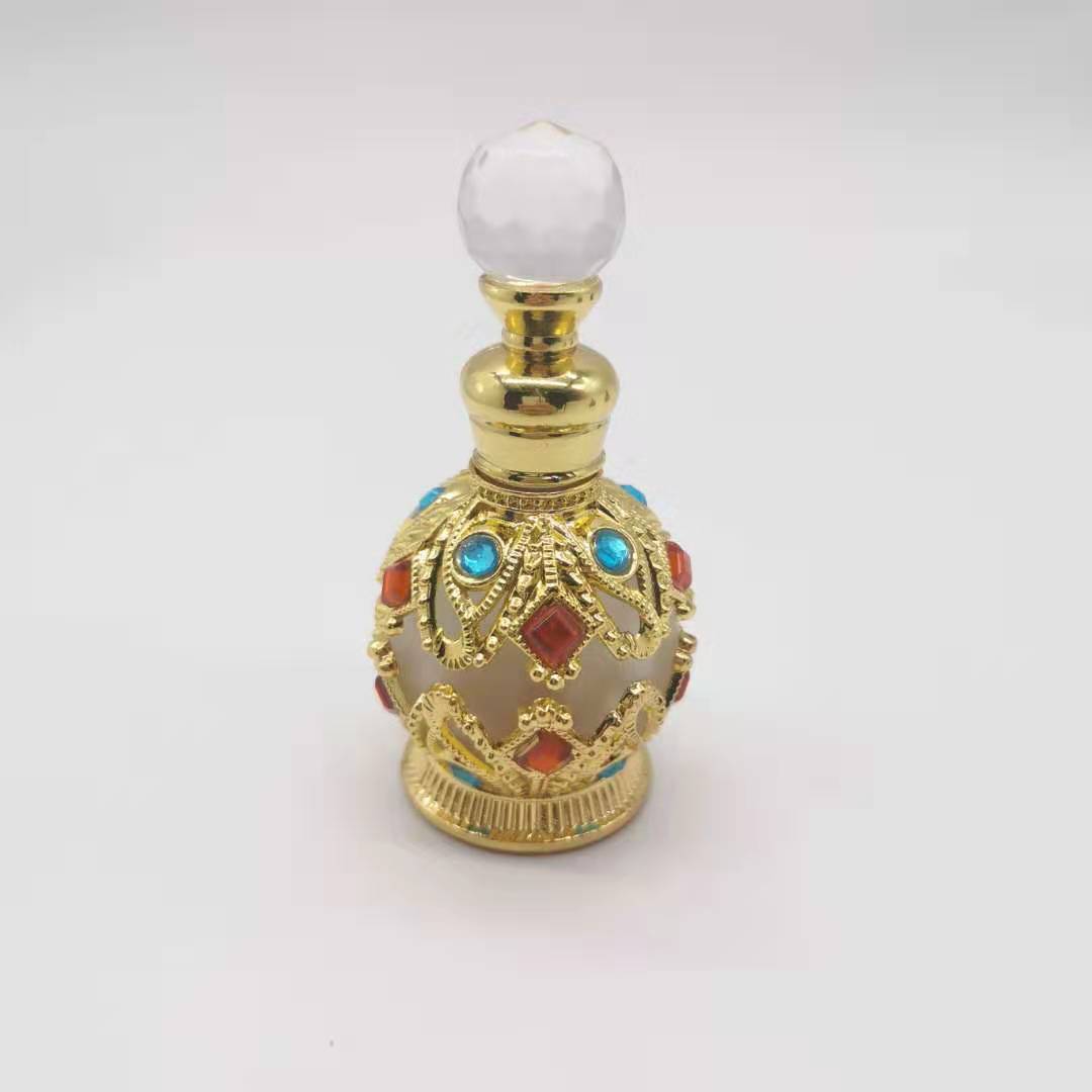 Hot sale Arabic Style Zinc Glass Bottle 12ML Oil Perfume Bottle