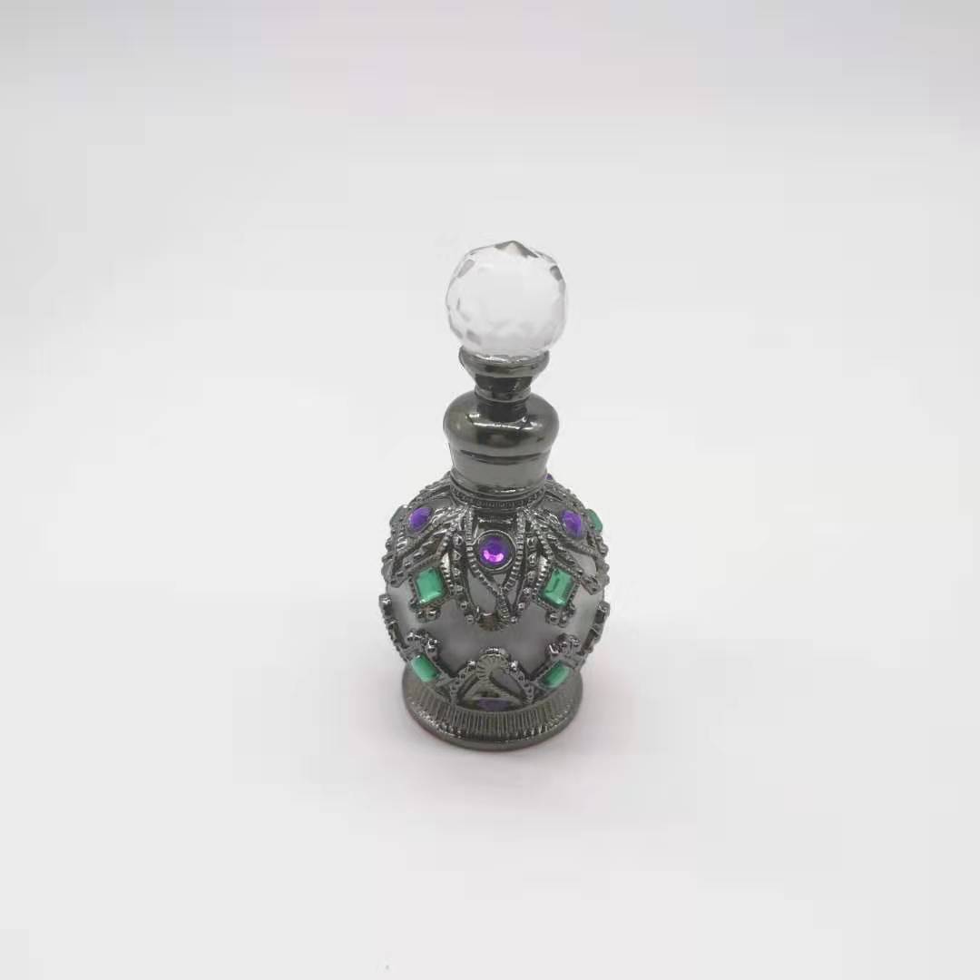 Hot sale Arabic Style Zinc Glass Bottle 12ML Oil Perfume Bottle