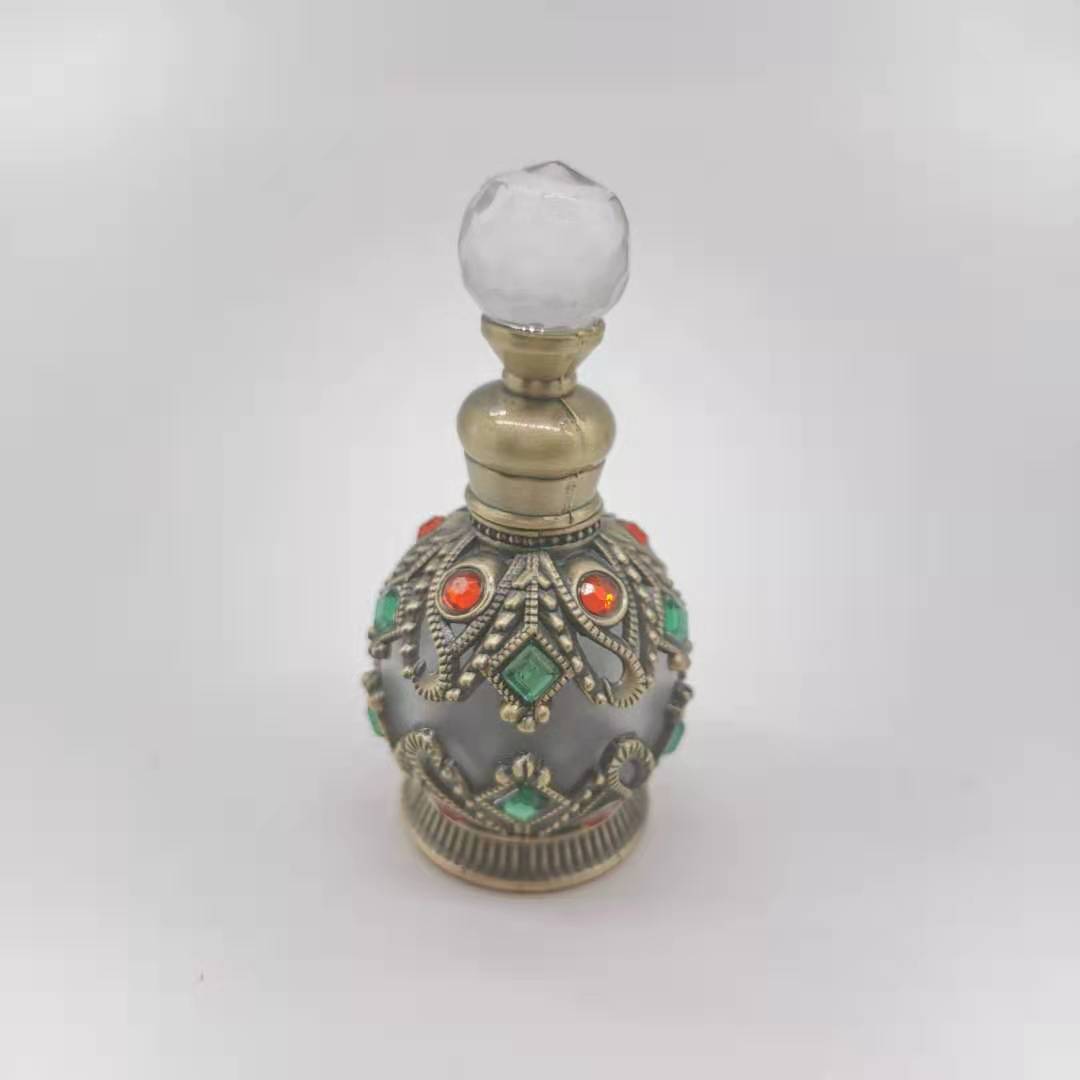 Hot sale Arabic Style Zinc Glass Bottle 12ML Oil Perfume Bottle