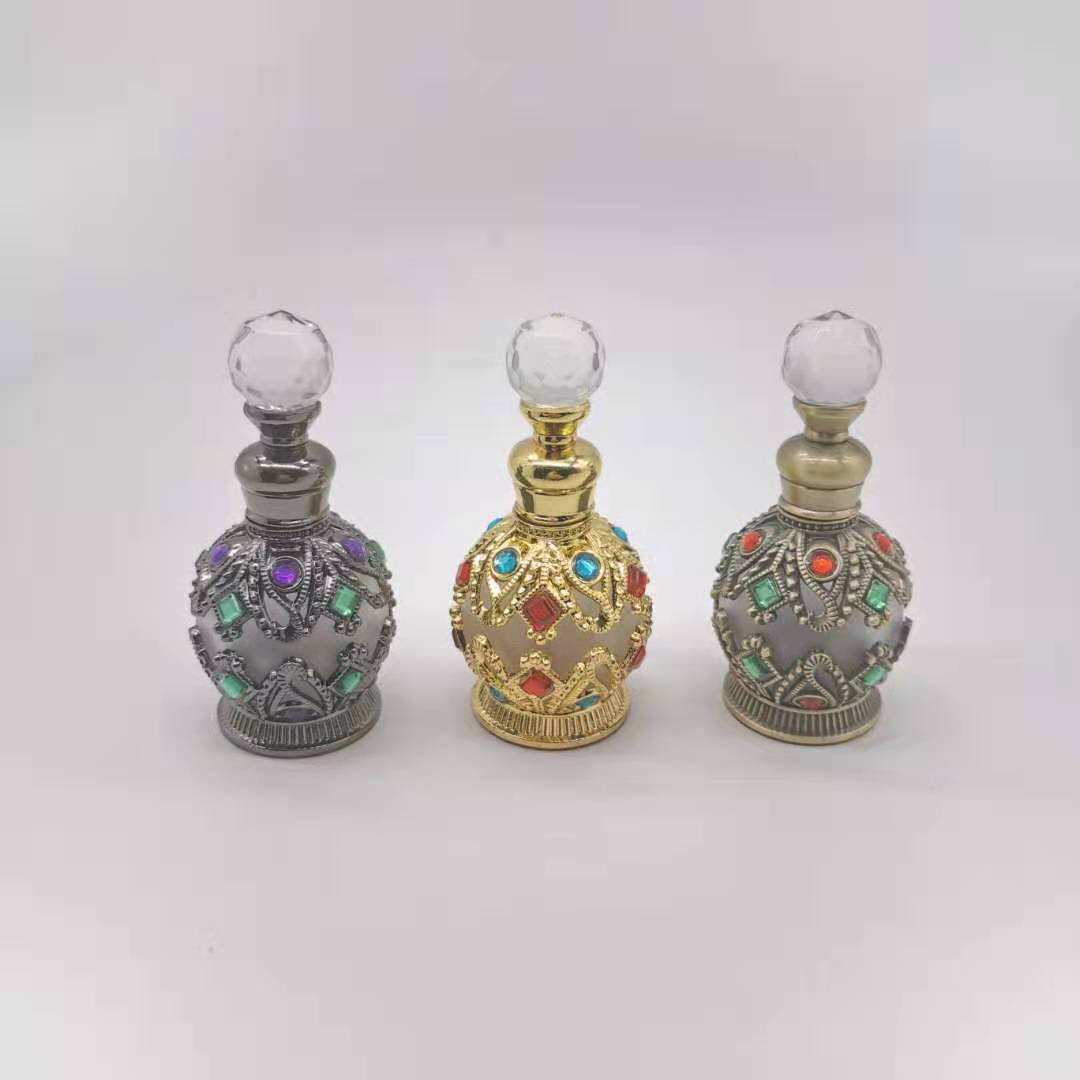 Hot sale Arabic Style Zinc Glass Bottle 12ML Oil Perfume Bottle