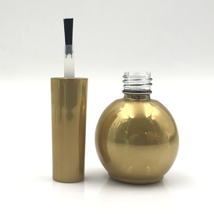 Hot sale Ball Round Shape golden colors 12.5ml 17ml Empty Uv Gel Nail Polish Bottle with brush cap