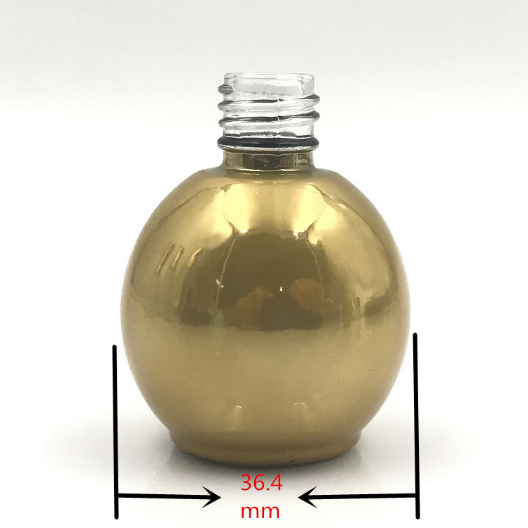 Hot sale Ball Round Shape golden colors 12.5ml 17ml Empty Uv Gel Nail Polish Bottle with brush cap