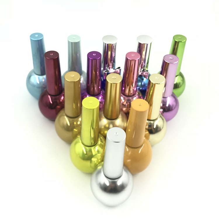 Hot sale Ball Round Shape golden colors 12.5ml 17ml Empty Uv Gel Nail Polish Bottle with brush cap
