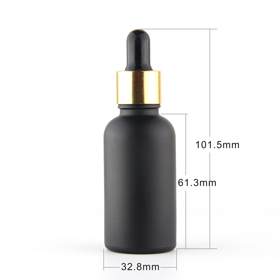 Hot sale CECO 30ml matte black fancy essential oil glass bottle with aluminium dropper cap