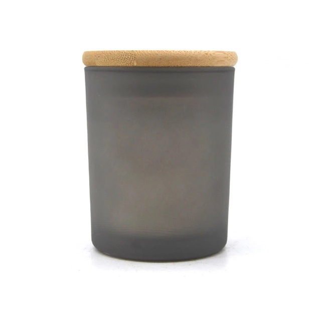 Hot sale Creative Multi-color Frosted Green Black White Candle Jars With Wooden Lids