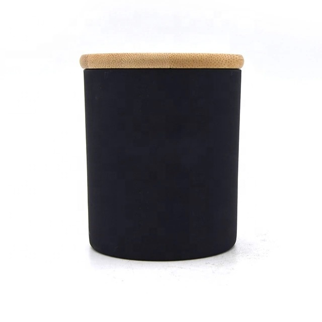 Hot sale Creative Multi-color Frosted Green Black White Candle Jars With Wooden Lids