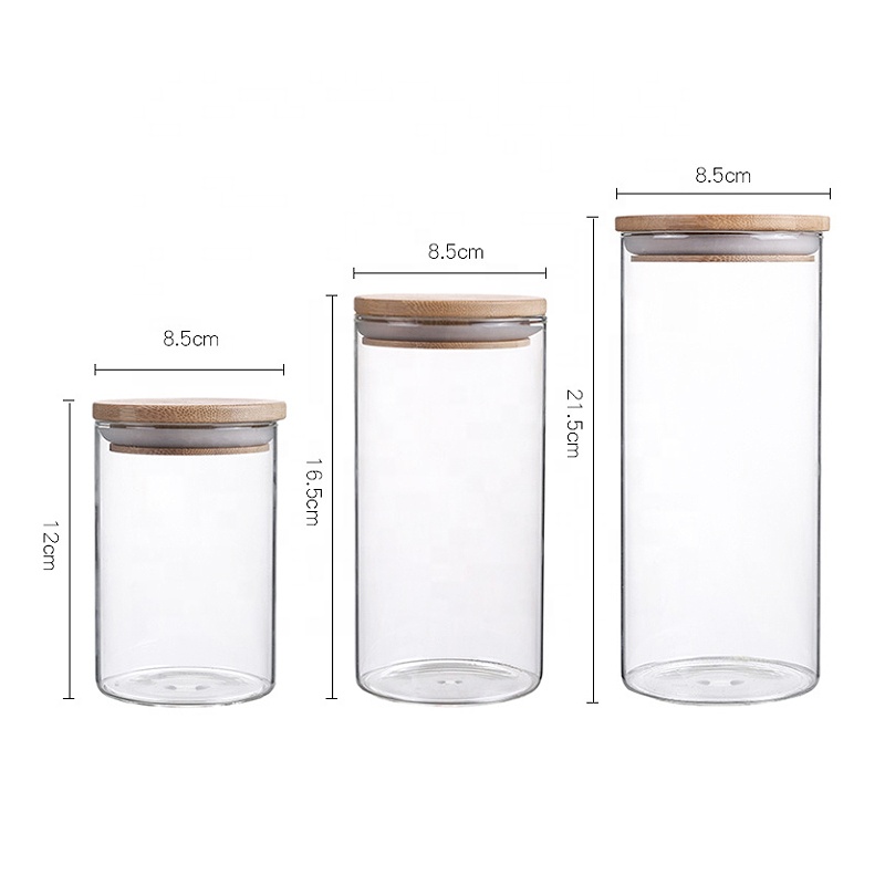 Hot sale Custom Clear Borosilicate Fancy Empty Coffee Cookie Food Container Glass Candy Jars With Lid