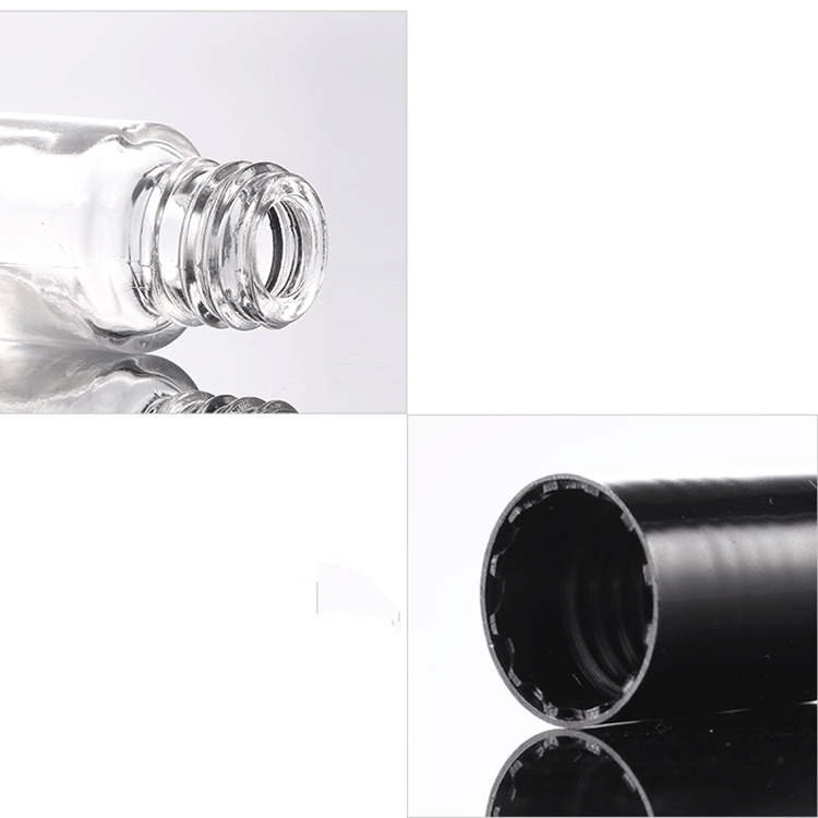 Hot sale Custom Empty Square 3ml 5ml Clear Glass Essential Oil Roll On Bottle For Perfume with gold black cap