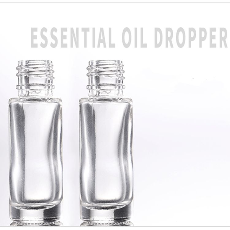 Hot sale Custom Empty Square 3ml 5ml Clear Glass Essential Oil Roll On Bottle For Perfume with gold black cap