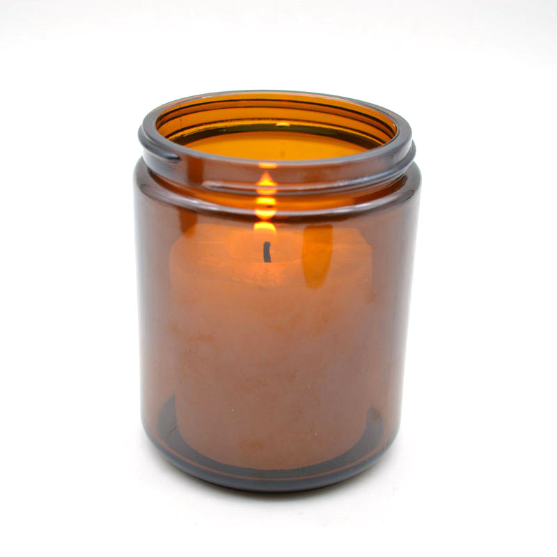 Hot sale Empty Cylinder Amber Canister Shape Glass Candle Jar 250ml Glass Jar With Aluminium Lid