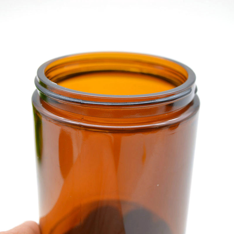 Hot sale Empty Cylinder Amber Canister Shape Glass Candle Jar 250ml Glass Jar With Aluminium Lid