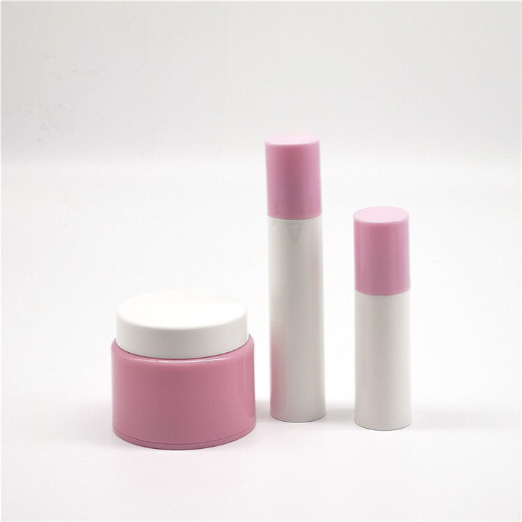Hot sale Empty Eco friendly PP Plastic Pink round cosmetic jars and bottles