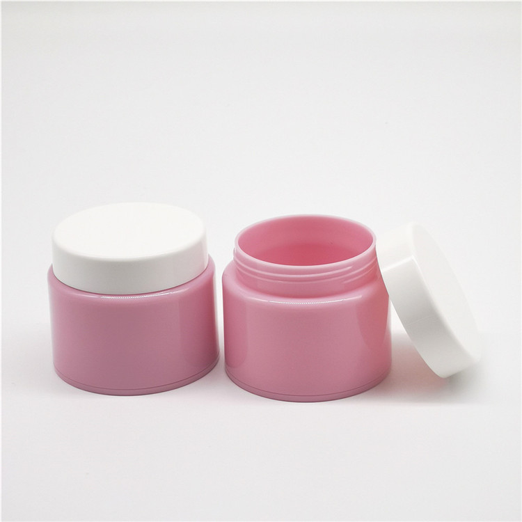 Hot sale Empty Eco friendly PP Plastic Pink round cosmetic jars and bottles