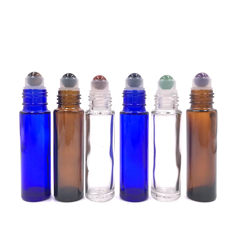 Hot sale Empty Essential Oil Glass Roller Bottle 10ml Amber Blue Clear Roll on Bottles with Metal Roller Ball