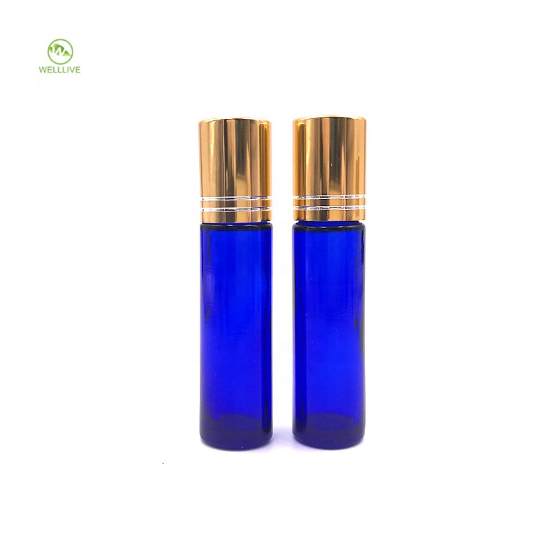 Hot sale Empty Essential Oil Glass Roller Bottle 10ml Amber Blue Clear Roll on Bottles with Metal Roller Ball