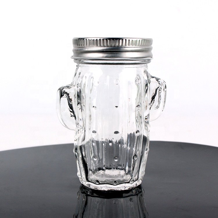 Hot sale Mason jar empty 3oz cactus glass beverage bottle canning bottle with metal screw lid