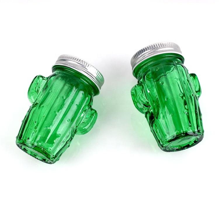 Hot sale Mason jar empty 3oz cactus glass beverage bottle canning bottle with metal screw lid