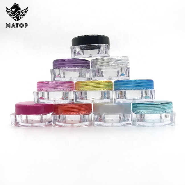 Hot sale OEM 3g 5g square cosmetic jars with lid