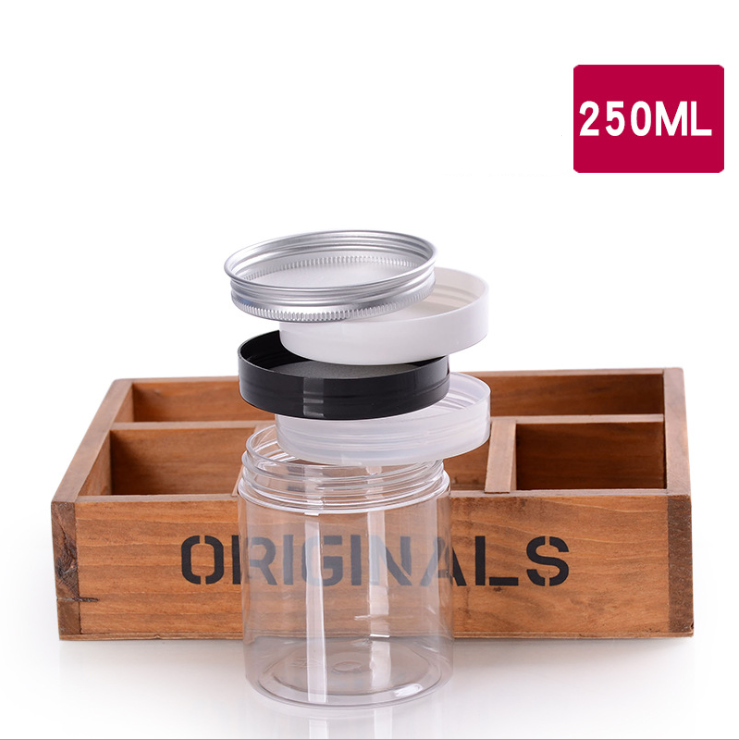 Hot sale PET clear Jar 250ml cosmetic container packaging 50g shampoo face cream jar plastic bottle jar
