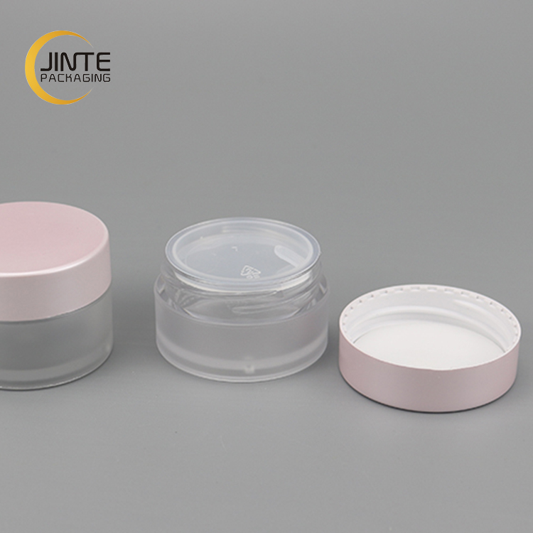 Hot sale  PETG Plastic Clear Matte Plastic Jar With Pink Cap For Skin Care  Cosmetic