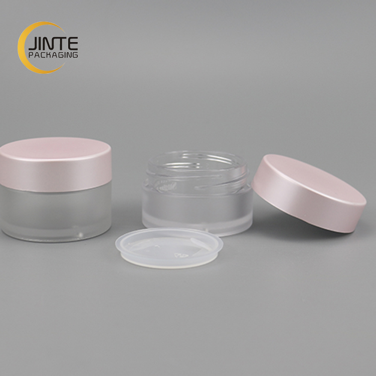 Hot sale PETG Plastic Clear Matte Plastic Jar With Pink Cap For Skin Care Cosmetic