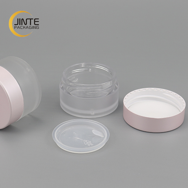Hot sale PETG Plastic Clear Matte Plastic Jar With Pink Cap For Skin Care Cosmetic