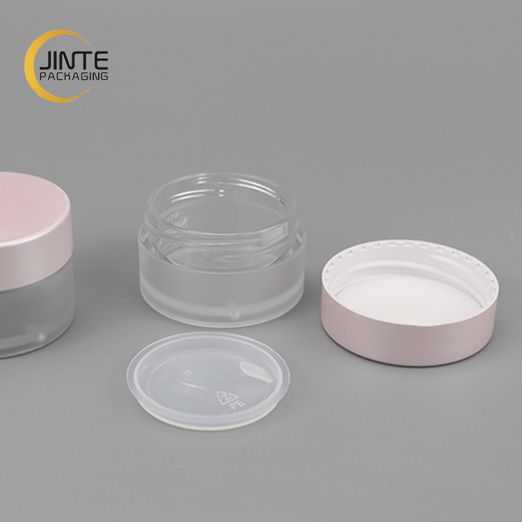Hot sale PETG Plastic Clear Matte Plastic Jar With Pink Cap For Skin Care Cosmetic