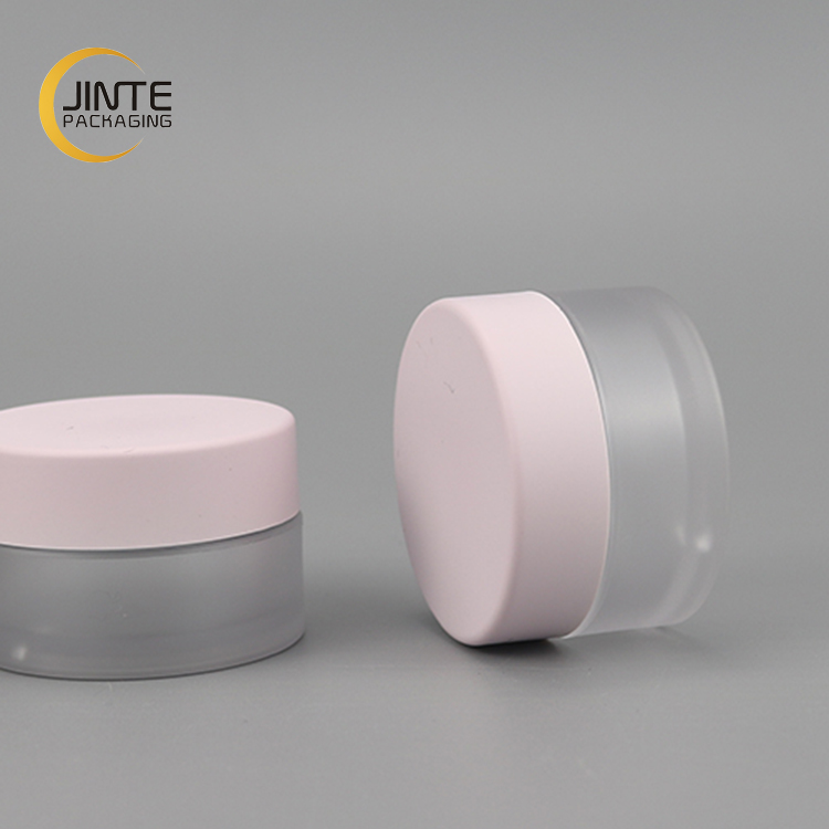 Hot sale PETG Plastic Clear Matte Plastic Jar With Pink Cap For Skin Care Cosmetic
