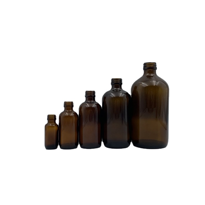 Hot sale Pharmaceutical 15ml 60ml 120ml 250ml 500ml  Empty amber glass boston round bottle for syrup