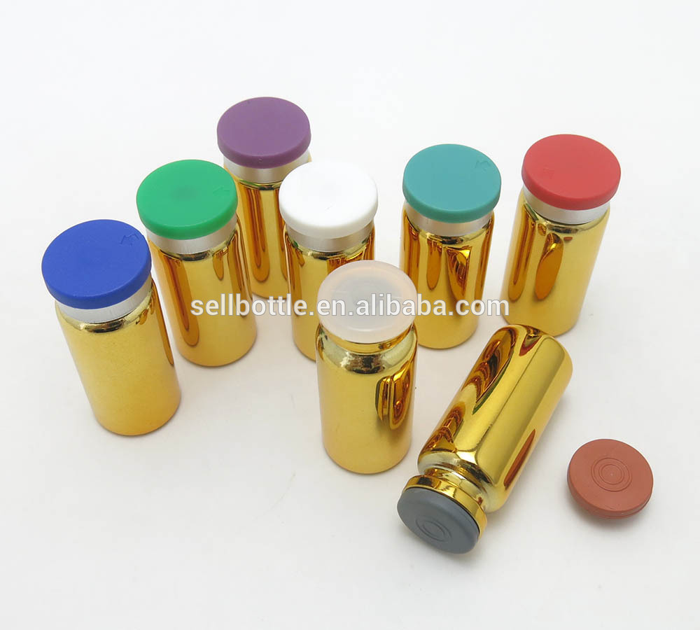 Hot sale Pharmaceutical UV Printing 10ml Gold glass vial for injection steroids medicine bottle with flip off cap