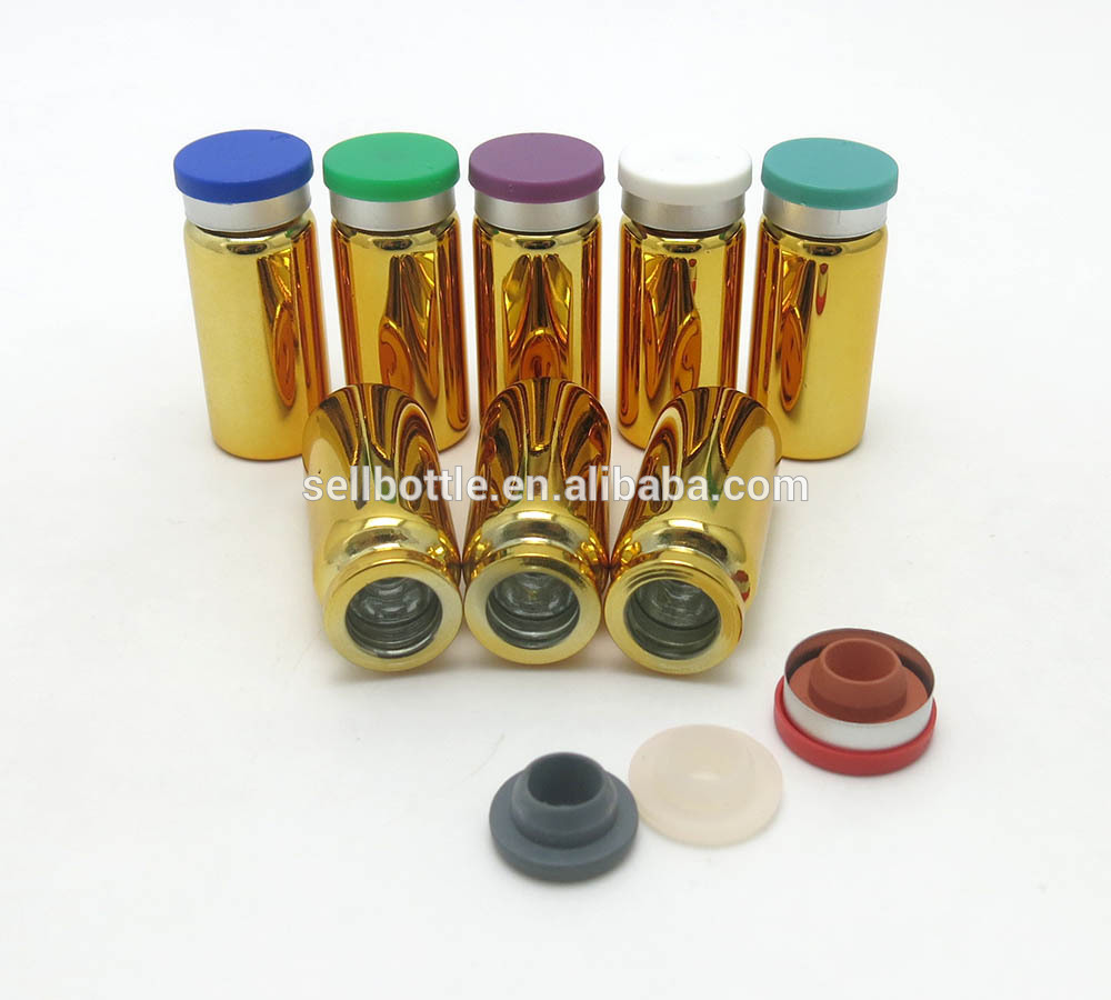 Hot sale Pharmaceutical UV Printing 10ml Gold glass vial for injection steroids medicine bottle with flip off cap