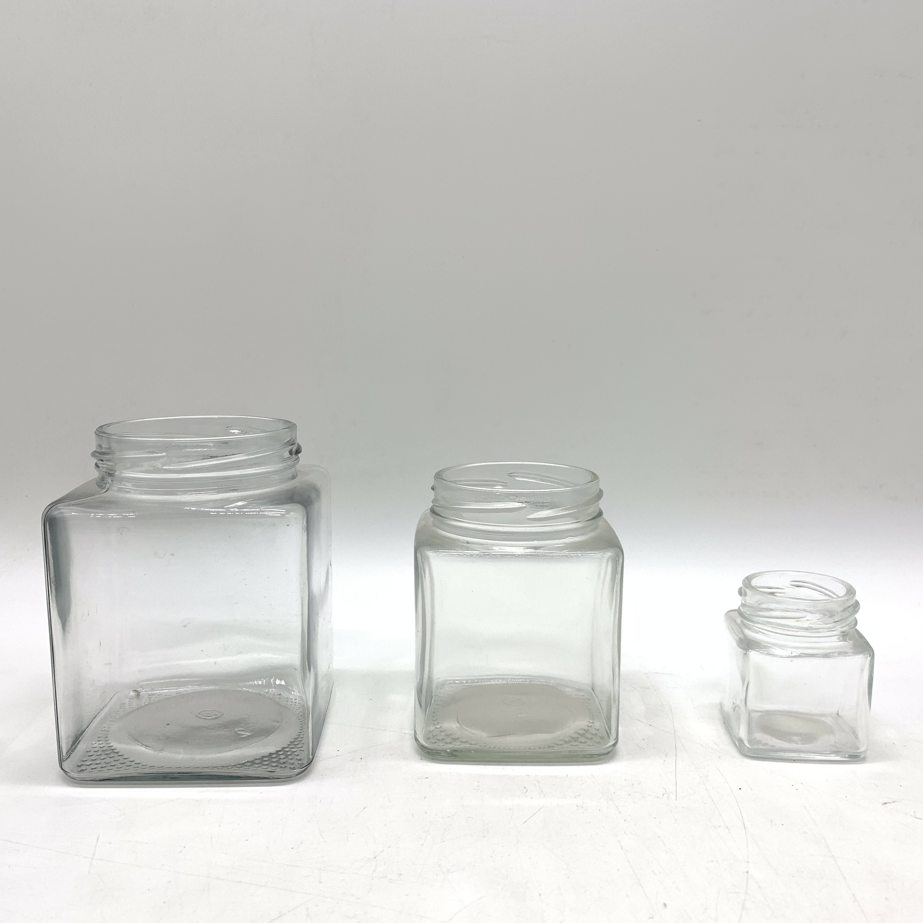 Hot sale Square Glass honey jam jar with lids food jar