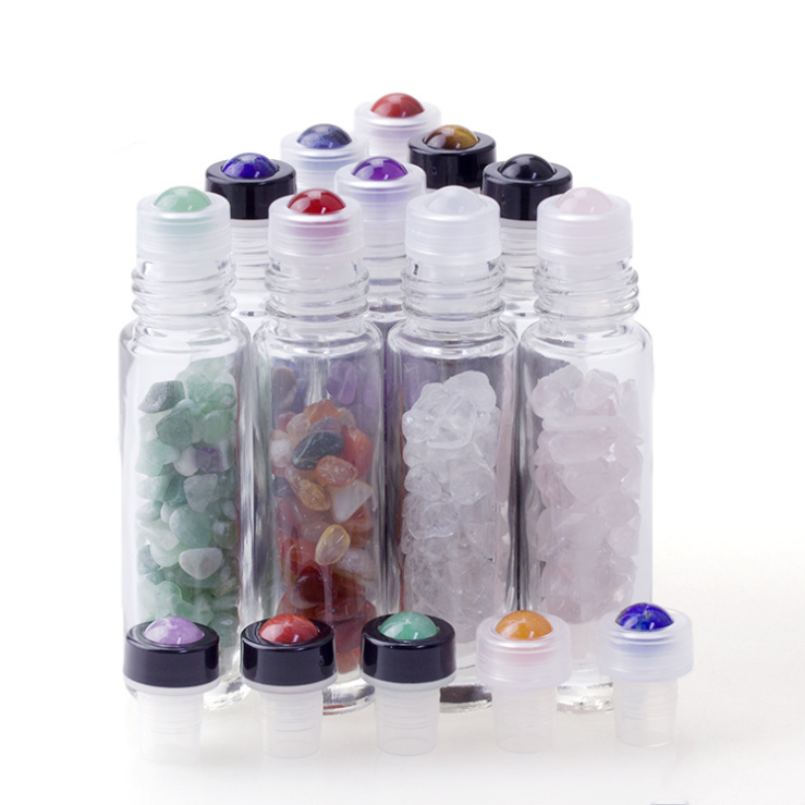 Hot sale Thick glass 10ml Roll on Perfume Bottle 10ml Bamboo cap Roller Transparent Glass Bottle