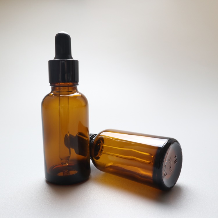 Hot sale amber Essential Oil Bottle cylinder glass brown essential oil bottle with dropper