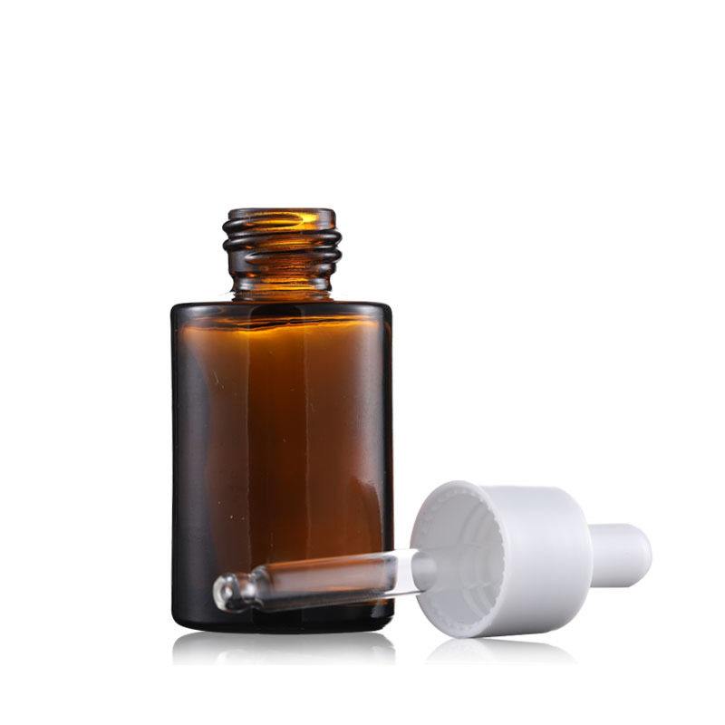 Hot sale amber clear frosted glass bottles 1oz 20ml 30ml 40ml flat shoulder glass dropper bottle for essential oil