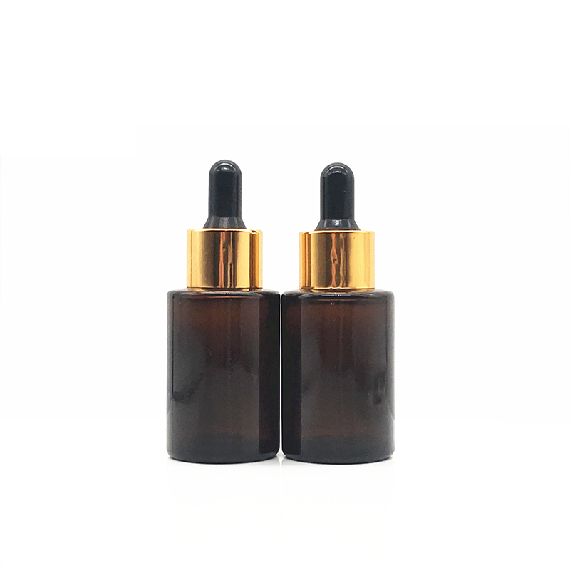 Hot sale amber clear frosted glass bottles 1oz 20ml 30ml 40ml flat shoulder glass dropper bottle for essential oil