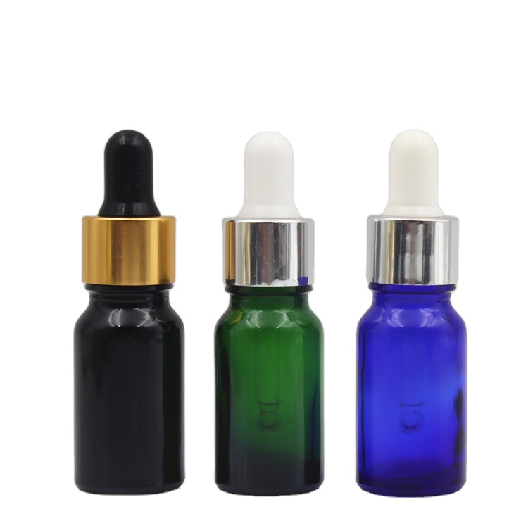 Hot sale amber green blue black essential oil glass bottle with dropper 10ml