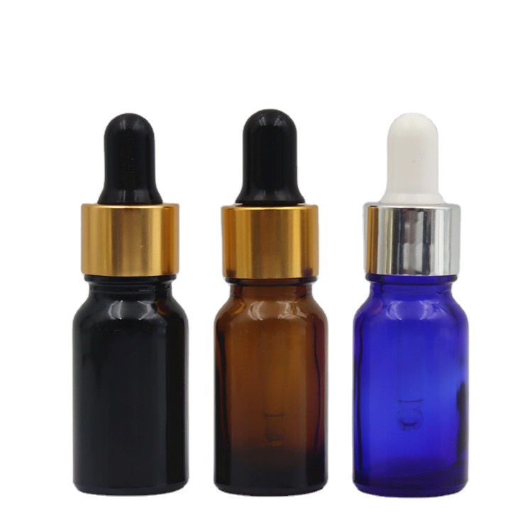 Hot sale amber green blue black essential oil glass bottle with dropper 10ml